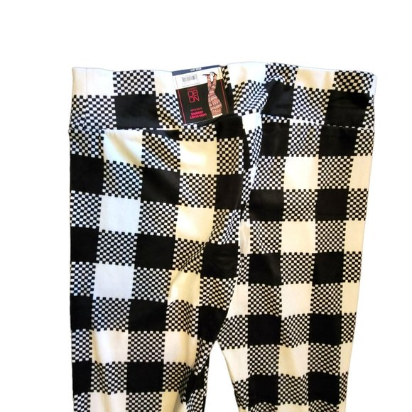 Black and White Check Leggings High Rise Juniors Size 3X (21) NWT JJ1971 - Picture 6 of 6